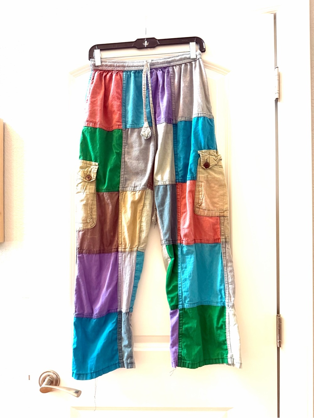 VTG JAYLI 100% Cotton Made in Nepal Patchwork Cargo Pants. Pull on. Gorpcore. M